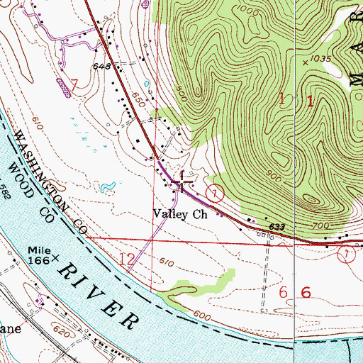 Topographic Map of Valley Church, OH