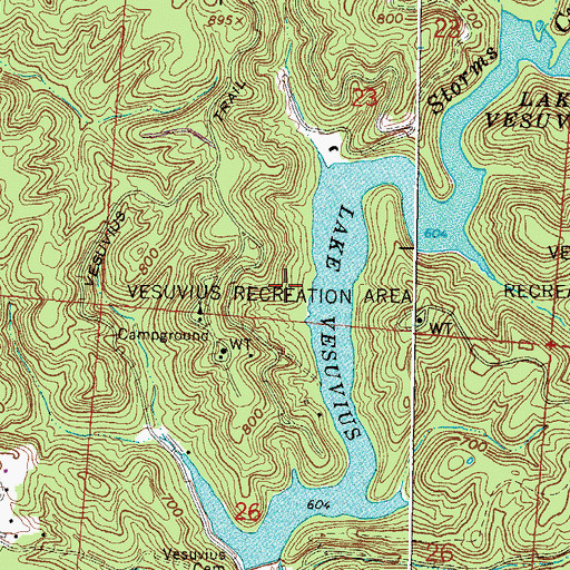 Topographic Map of Vesuvius Recreation Area, OH