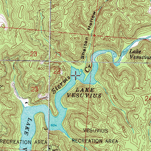 Topographic Map of Lake Vesuvius, OH