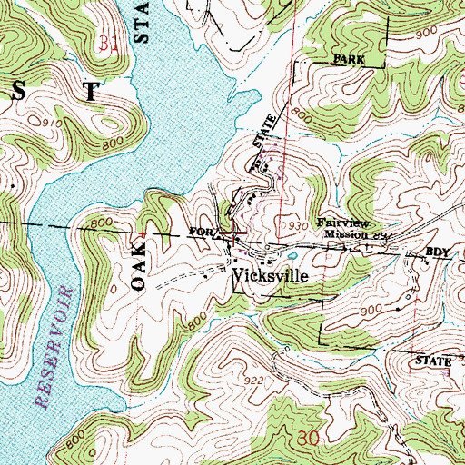 Topographic Map of Vicksville, OH