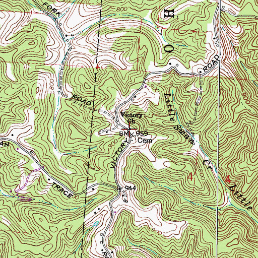 Topographic Map of Victory Church, OH