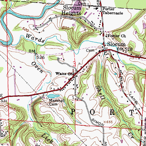 Topographic Map of Waits Church, OH