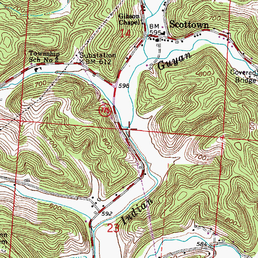 Topographic Map of Wall Creek, OH