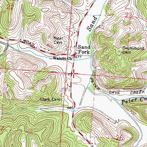Topographic Map of Walnut Church, OH