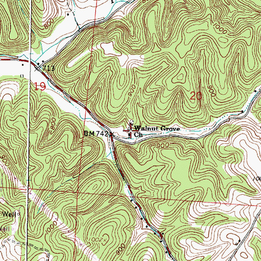 Topographic Map of Walnut Grove Church, OH