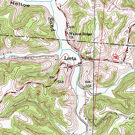 Topographic Map of Walnut Ridge Church, OH