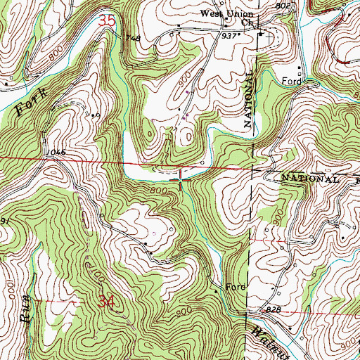 Topographic Map of Walnutcamp Run, OH