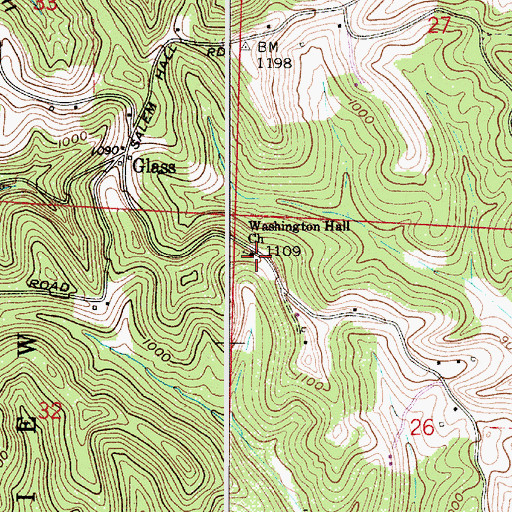 Topographic Map of Washington Hall Church, OH