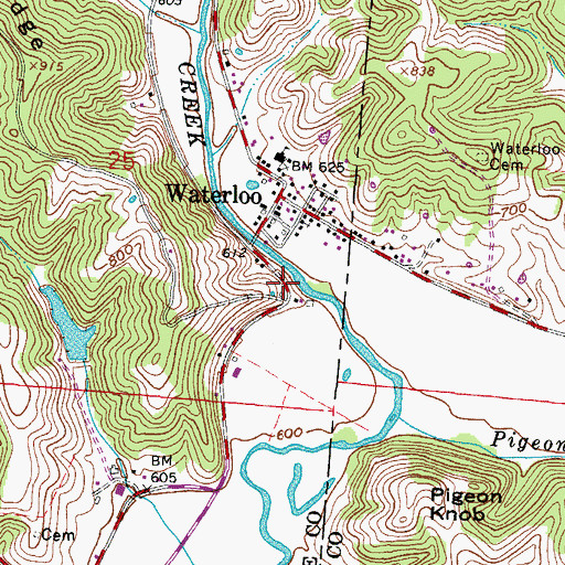 Topographic Map of Waterloo, OH