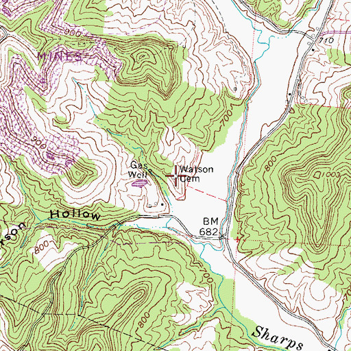 Topographic Map of Watson Cemetery, OH