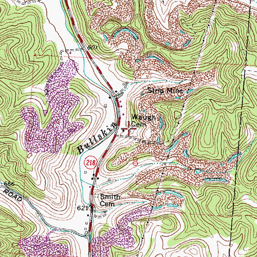 Topographic Map of Waugh Cemetery, OH