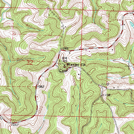 Topographic Map of Waxler Church, OH