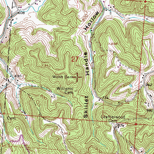 Topographic Map of Webb Cemetery, OH