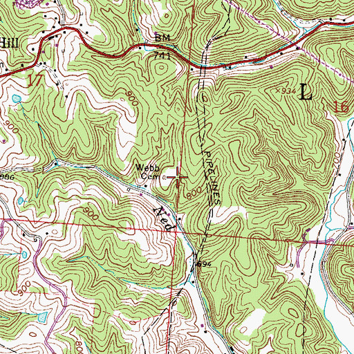 Topographic Map of Webb Cemetery, OH
