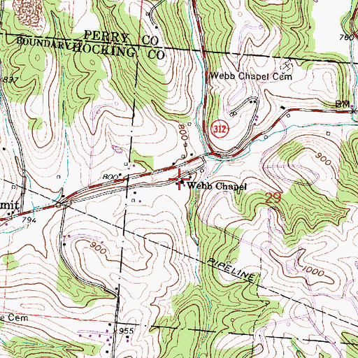 Topographic Map of Webb Chapel, OH