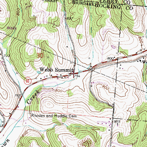 Topographic Map of Webb Summit, OH