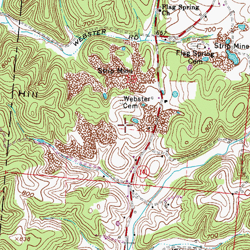 Topographic Map of Webster Cemetery, OH