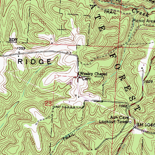 Topographic Map of Wesley Chapel, OH