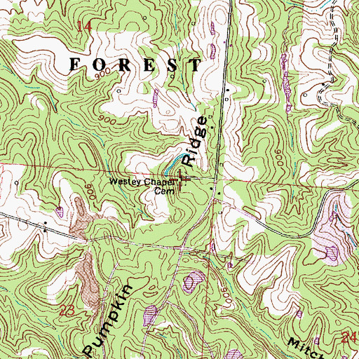 Topographic Map of Wesley Chapel Cemetery, OH