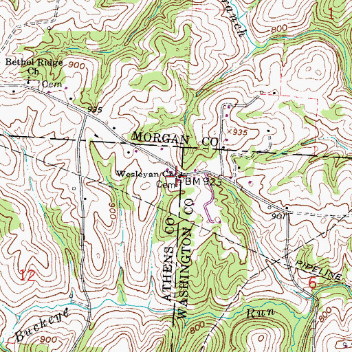 Topographic Map of Wesleyan Church, OH