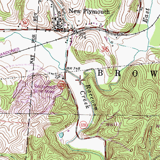 Topographic Map of West Branch Raccoon Creek, OH