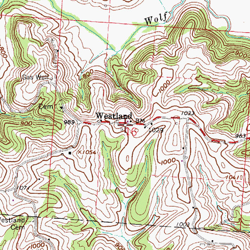 Topographic Map of Westland, OH