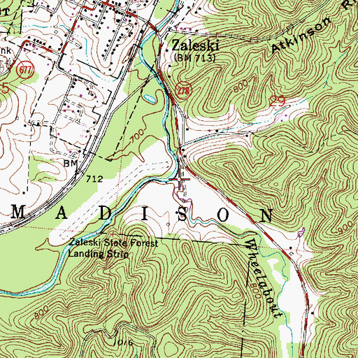 Topographic Map of Wheelabout Creek, OH