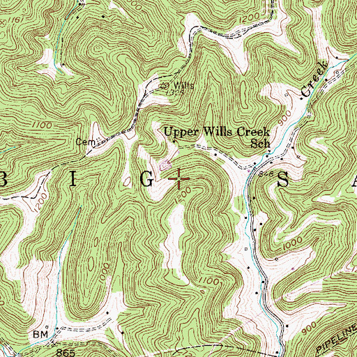 Topographic Map of Whipple Run, OH