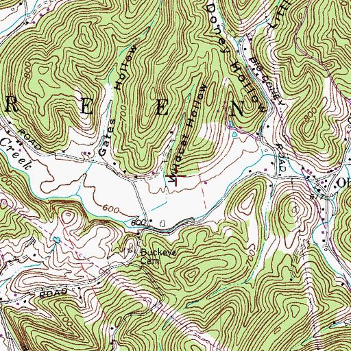 Topographic Map of Wildcat Hollow, OH