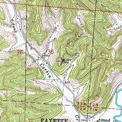Topographic Map of Willis Cemetery, OH