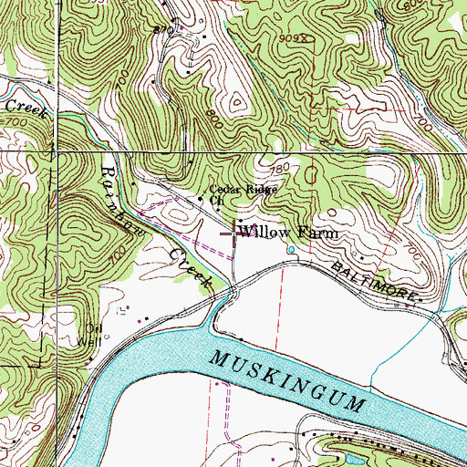 Topographic Map of Willow Farm, OH