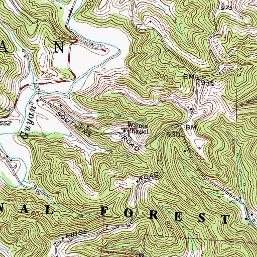 Topographic Map of Wilma Chapel, OH