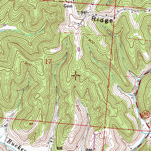 Topographic Map of Wilson Ridge, OH