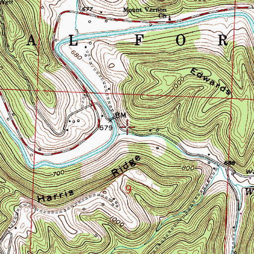 Topographic Map of Wilson Run, OH