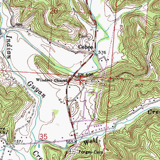 Topographic Map of Windsor Chapel, OH