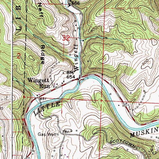 Topographic Map of Wingett Run, OH