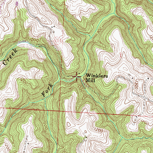 Topographic Map of Winklers Mill, OH