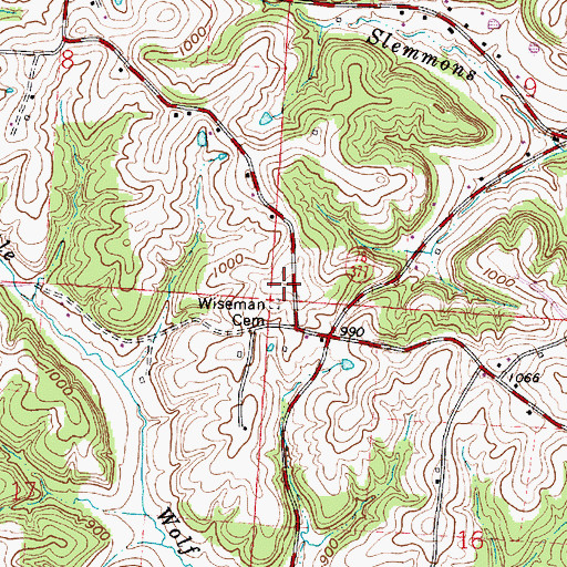 Topographic Map of Wiseman Cemetery, OH