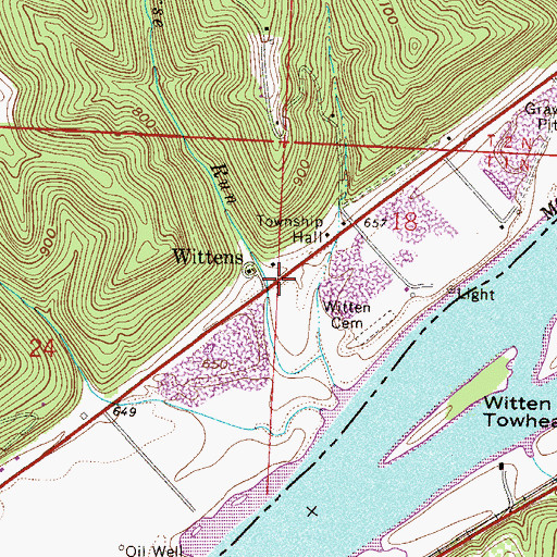 Topographic Map of Wittens, OH