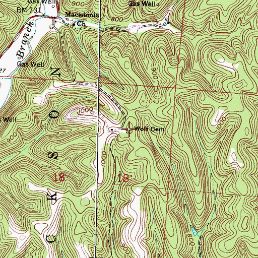 Topographic Map of Wolf Cemetery, OH