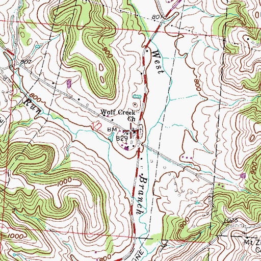 Topographic Map of Wolf Creek Church of Christ, OH