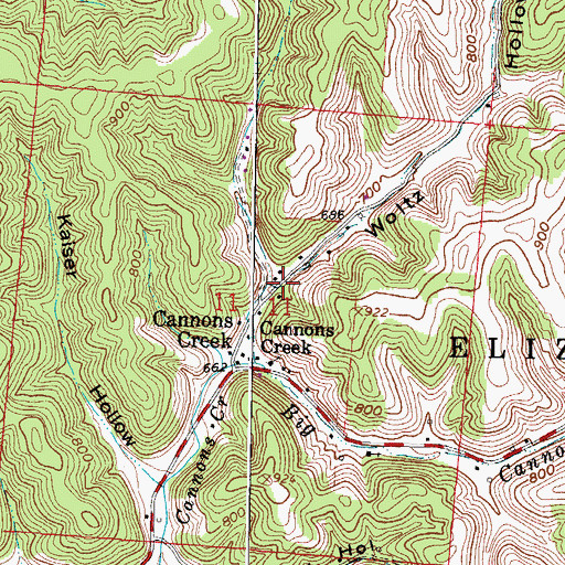 Topographic Map of Woltz Hollow, OH