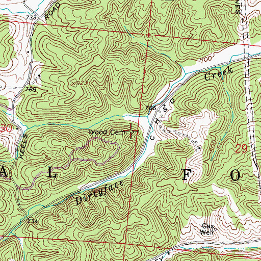 Topographic Map of Wood Cemetery, OH