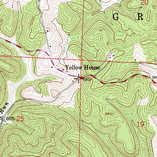 Topographic Map of Yellow House, OH