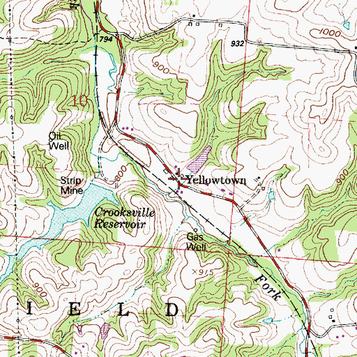 Topographic Map of Yellowtown, OH