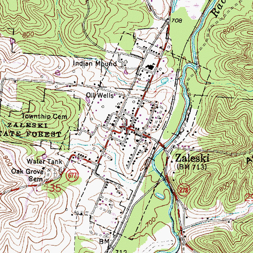 Topographic Map of Zaleski, OH