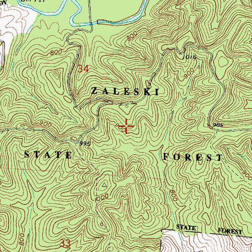 Topographic Map of Zaleski State Forest, OH