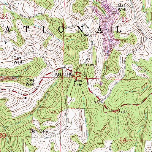 Topographic Map of Zion Cemetery, OH