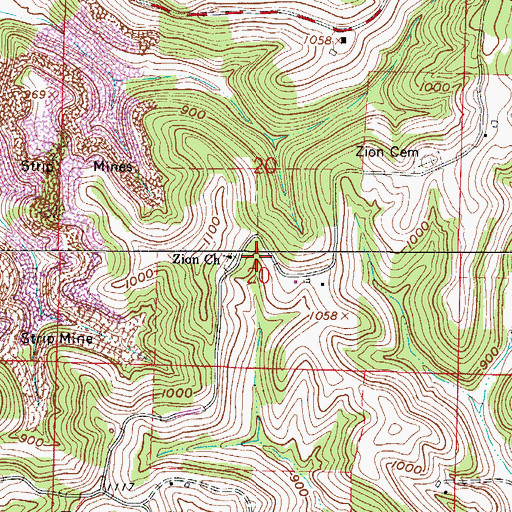 Topographic Map of Zion Church, OH