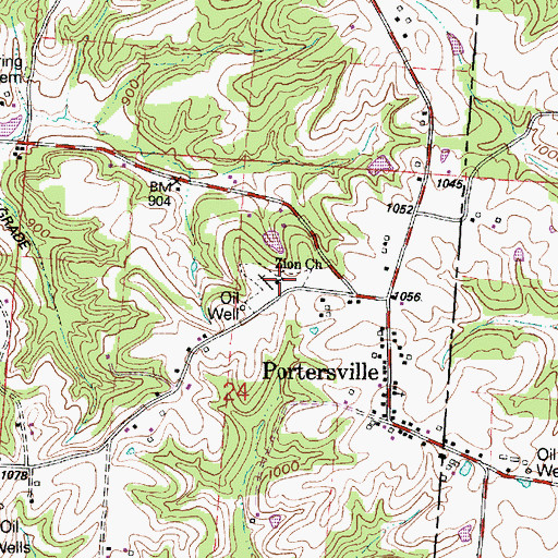 Topographic Map of Zion Church, OH